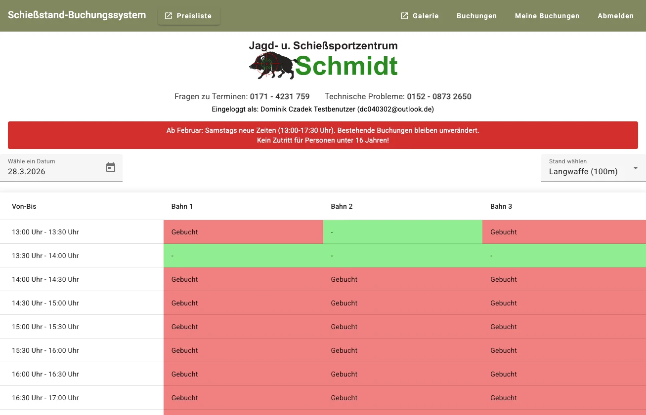 Schießstand-Buchungssystem